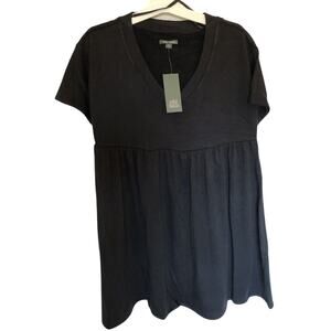 Wild Fable Sweatshirt Dress Womens Size XS Babydoll Short Sleeve Black